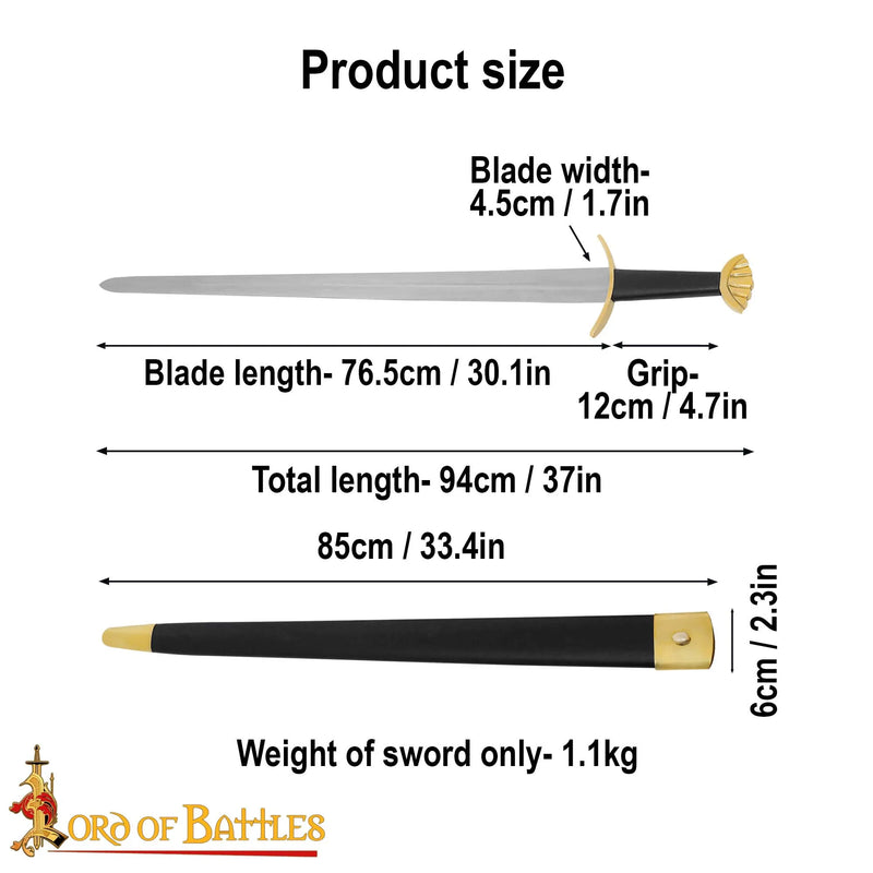 Espada vikinga Ubbe con vaina, semi-afilado 