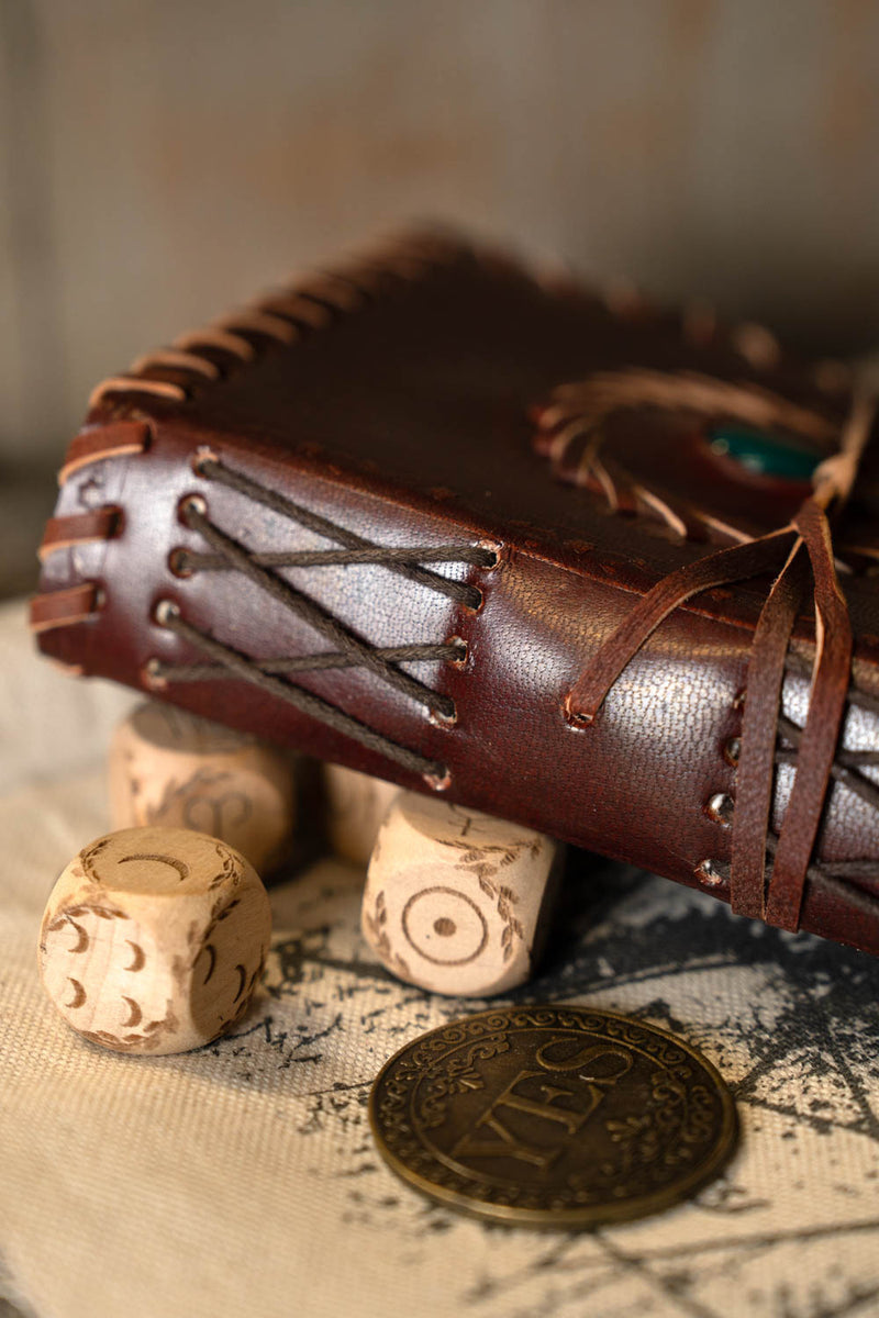 Leather book with stone