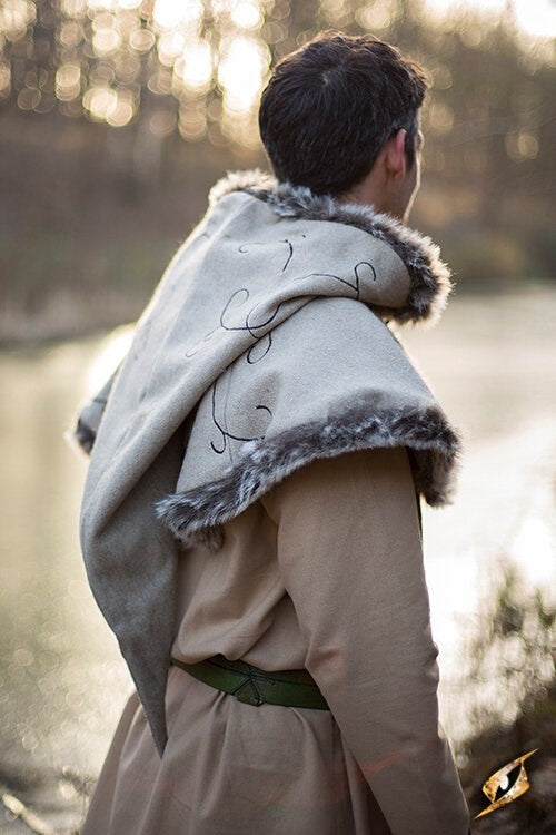 Kap met bontrand Gisla, grijs, wolmix