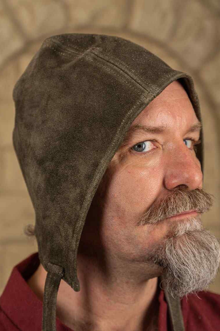 Suedeleren kapje Martinus, olijfgroen