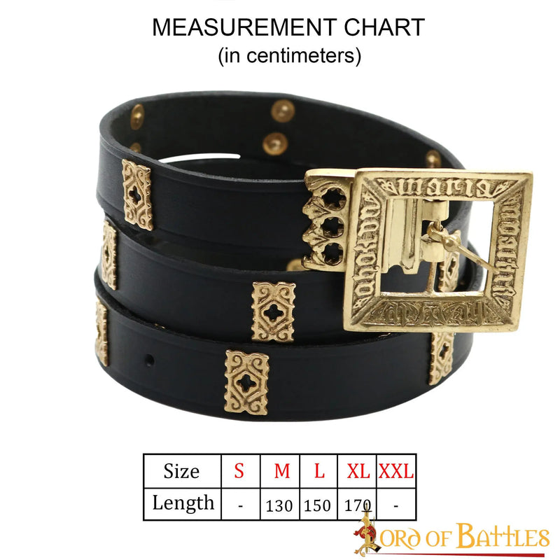 Medievale cintura Erik di Pomerania, nero, 130 cm 