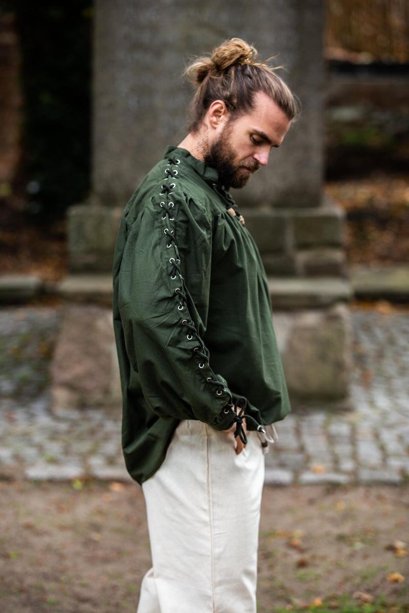 Piratowa koszula z koronkami, zielona