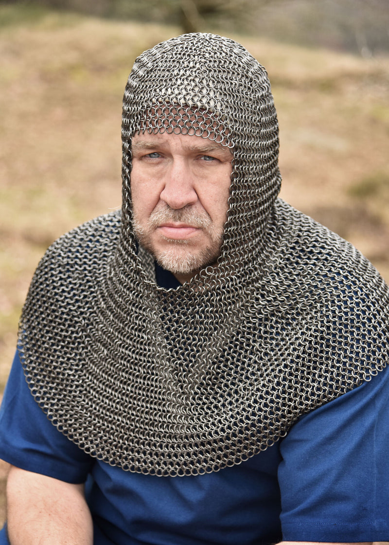 Maliën coif met vierkante hals, onbehandeld, 8 mm