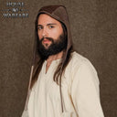 Capuchon médiéval, cuir, brun 