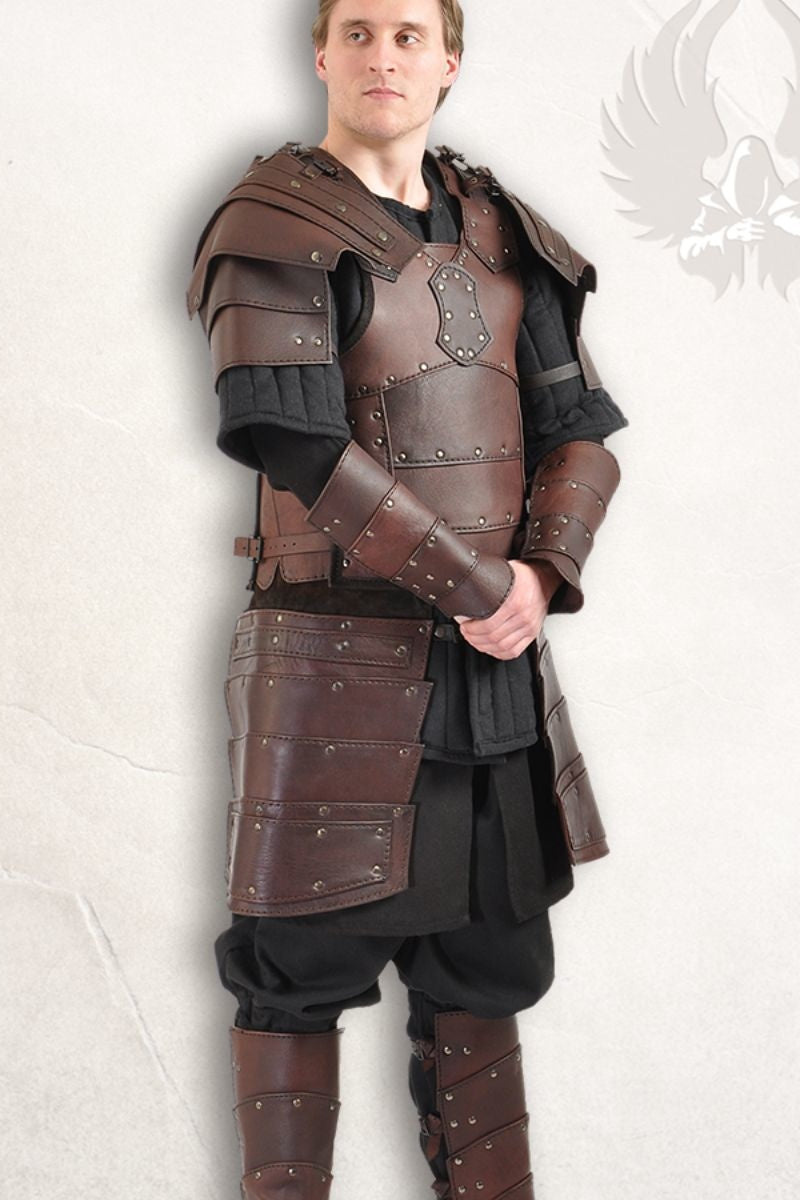 Albrecht leren bracers, onderarmbeschermers, bruin