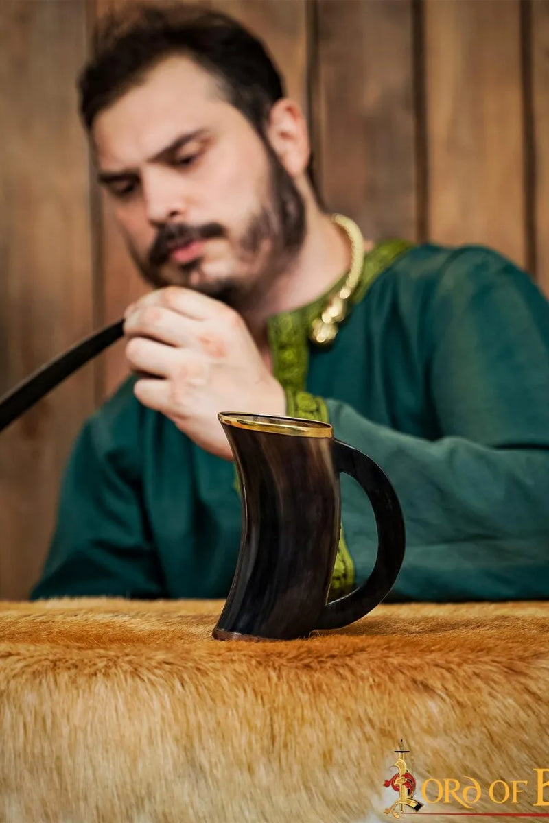 Luxe Viking mok met messing rand