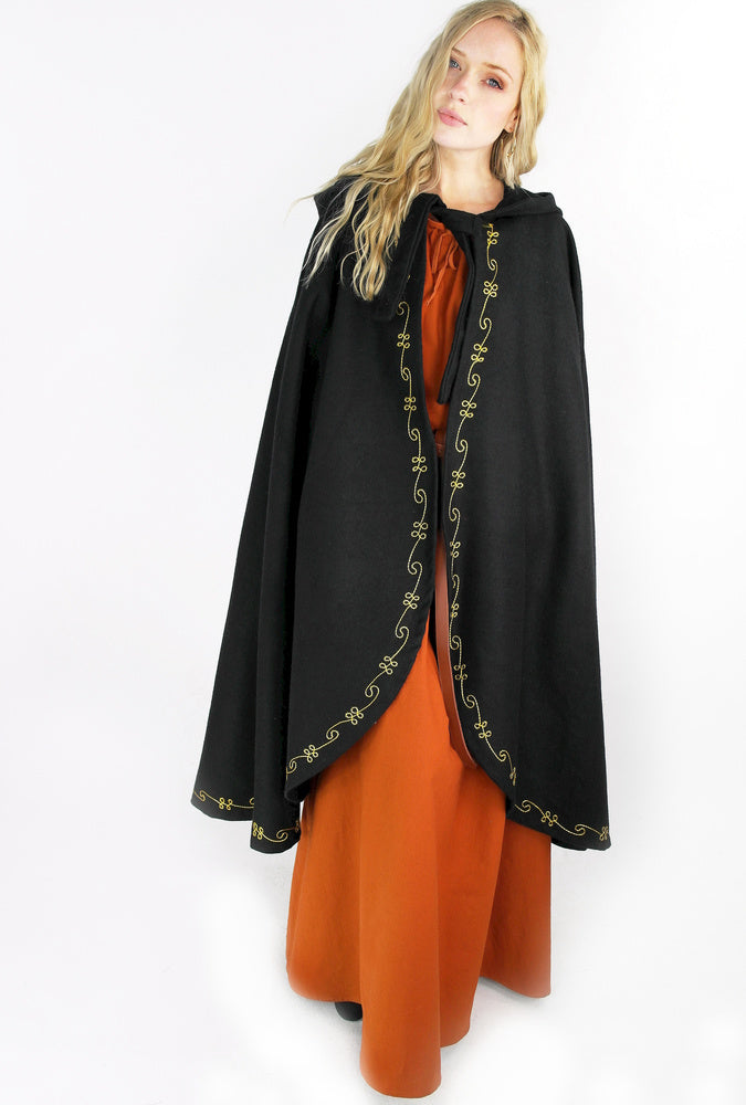 Mantel Ceridwen, zwart, wolmix