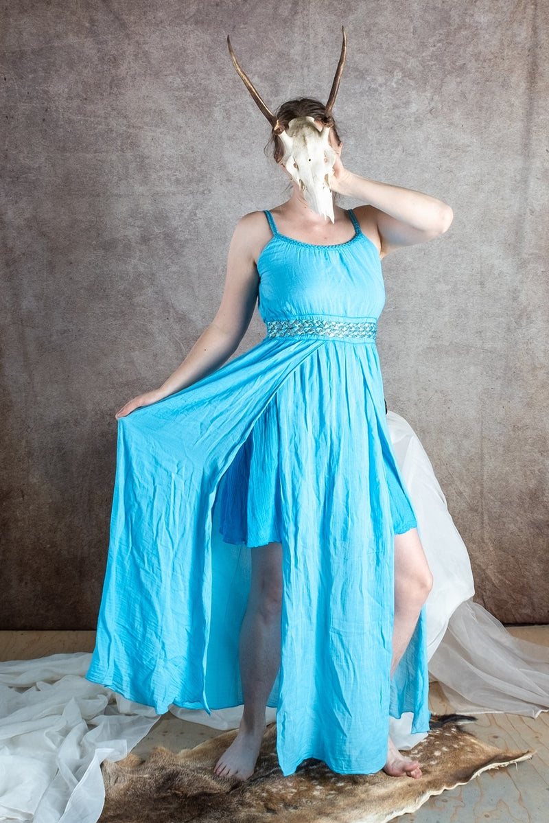 Godinnen jurk Thetis, turquoise