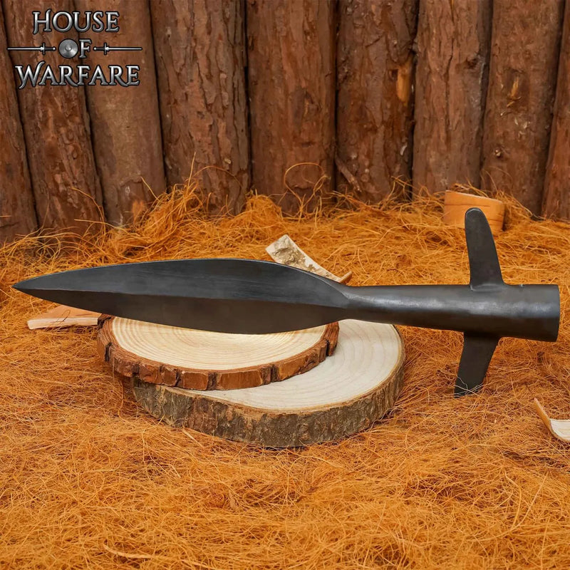 Hand-forged Viking spearhead with wings, semi-sharp