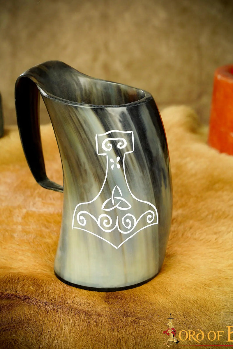 Viking drinkhoorn mok met Thorshamer, 500-650 ml