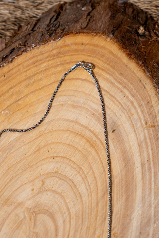 Zilveren schakelketting 51 cm, hout