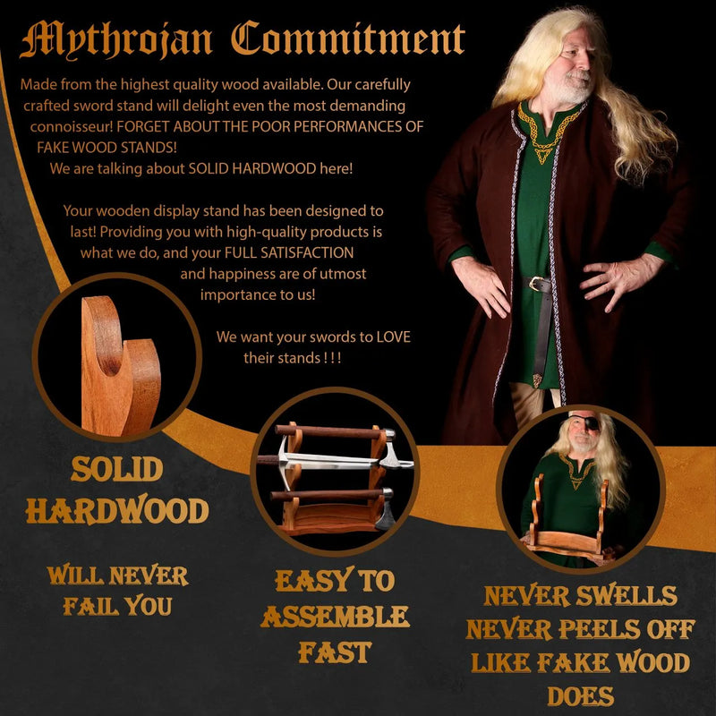 Holzschwertstandard für drei Schwerter, Tischstand