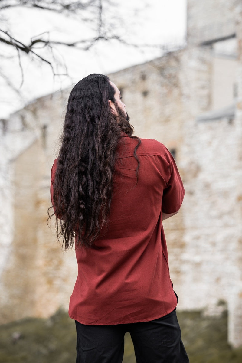 Middeleeuws hemd met korte mouwen, rood