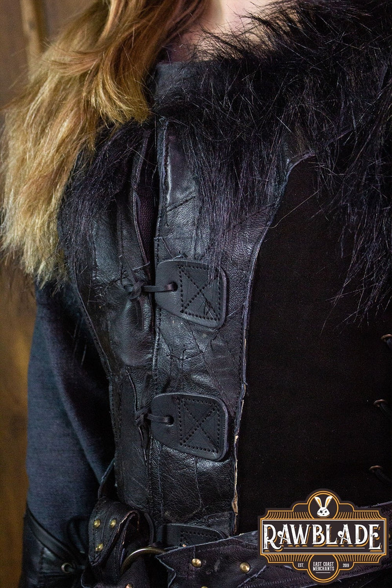 Raaf leren jerkin, vrouw, zwart