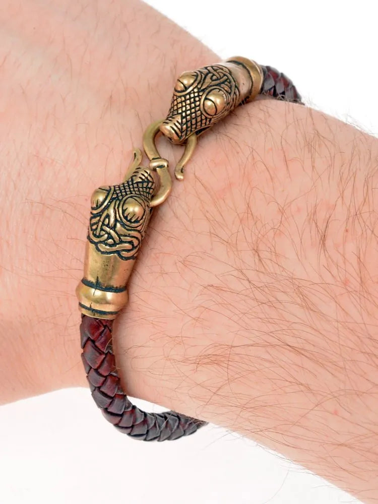 Leren Viking armband Oseberg, brons