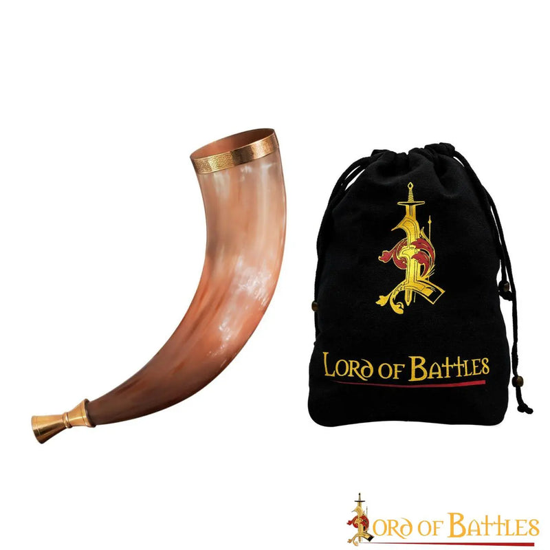 Viking signal horn with brass mouthpiece