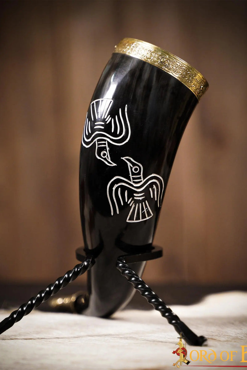 Graverad Odin dryckeshorn, 300-500 ml 