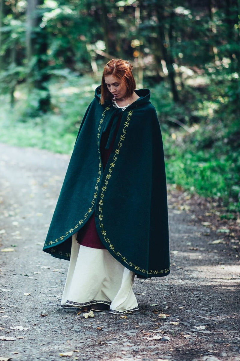 Wełniany płaszcz Ceridwen, zielony