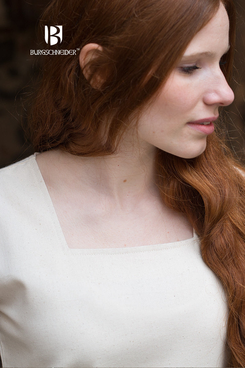 Klara middelalderlig chemise, underkjole, naturlig 