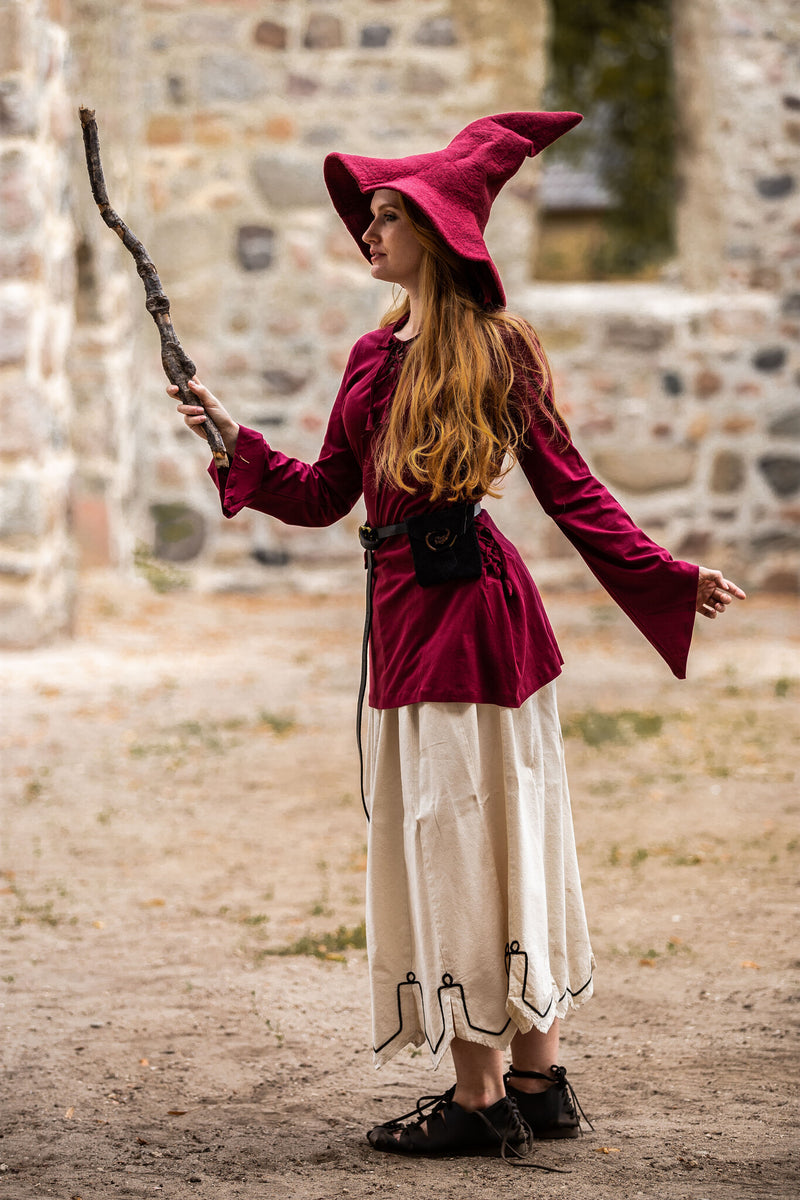 Heksehat, rød, uldfilt 