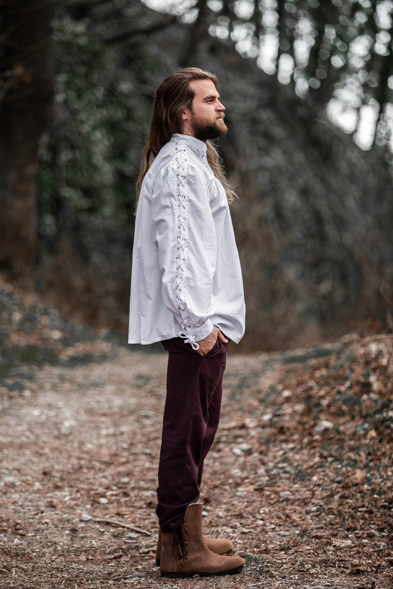 Piratenhemd met veters, wit