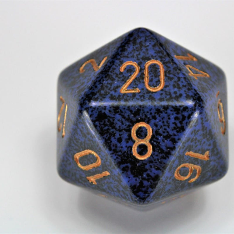 D20 Dice, Golden Cobalt, 34 mm