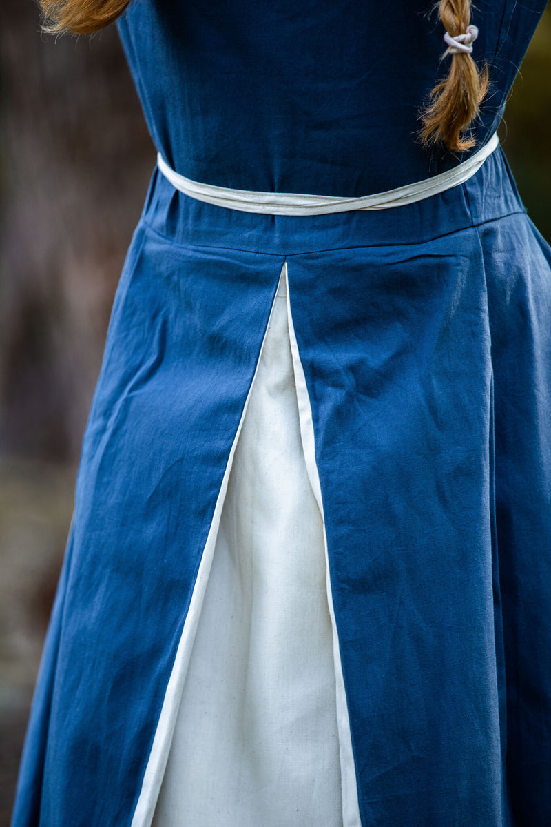 Medieval dress Larina, blue-naturel