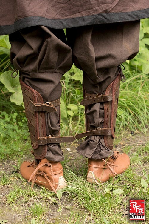 RFB Leren Viking scheenbeschermers, bruin, paar