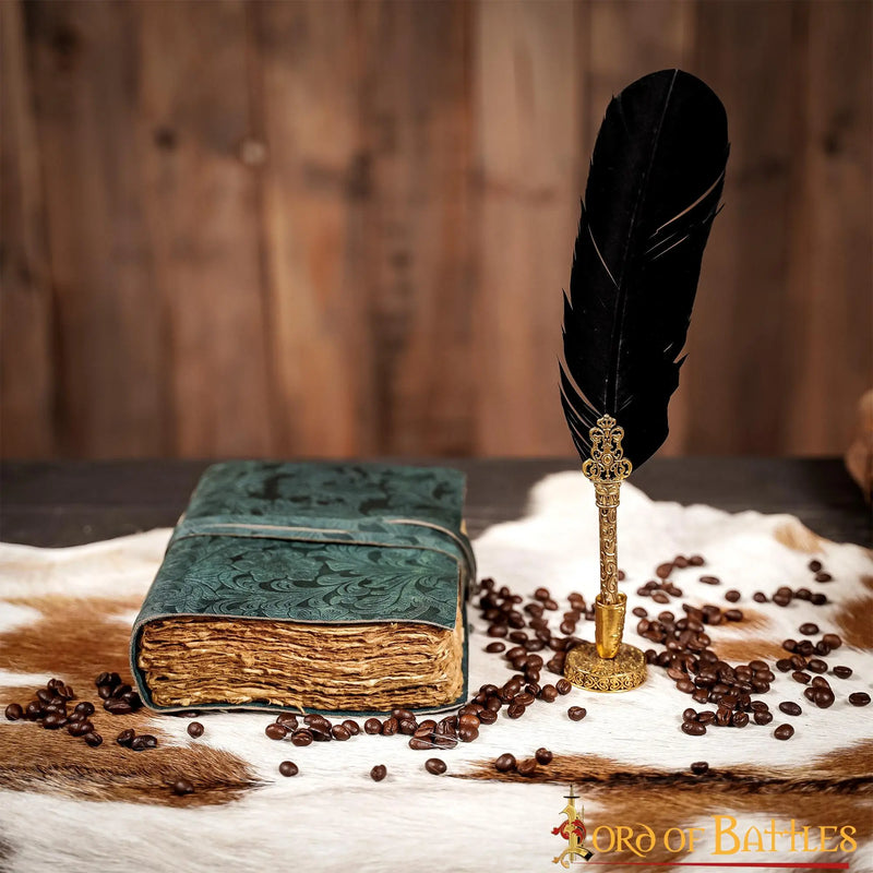 Skórzana książka fantasy, zielona