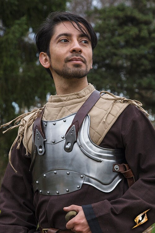 Merc staal-leren borstpantser L/XL, 1 mm