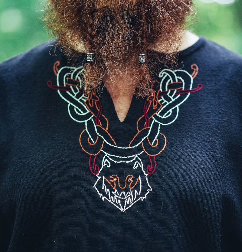 Viking Tunic Wolf Fenrir, sort