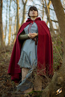 Hooded Wool Cape, dark red