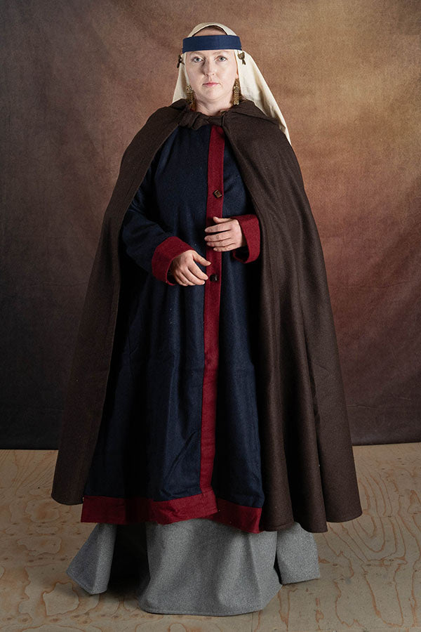 Mittelalterliche Mantel Karen, Wollmischung, braun 