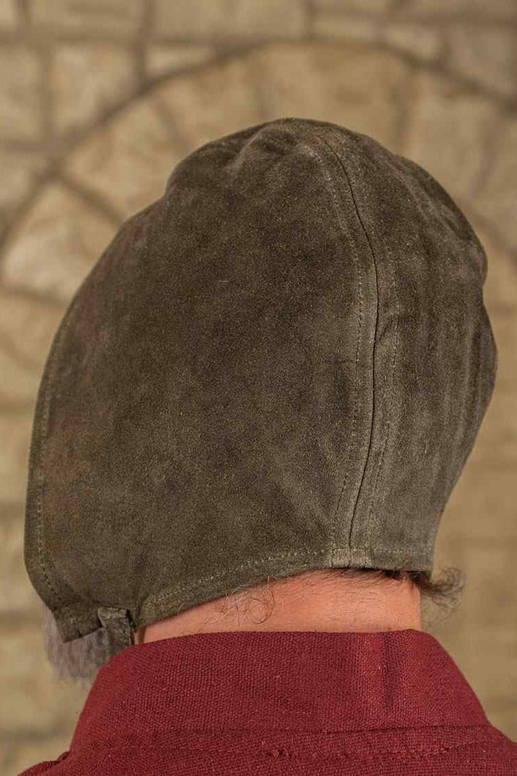 Suedeleren kapje Martinus, olijfgroen