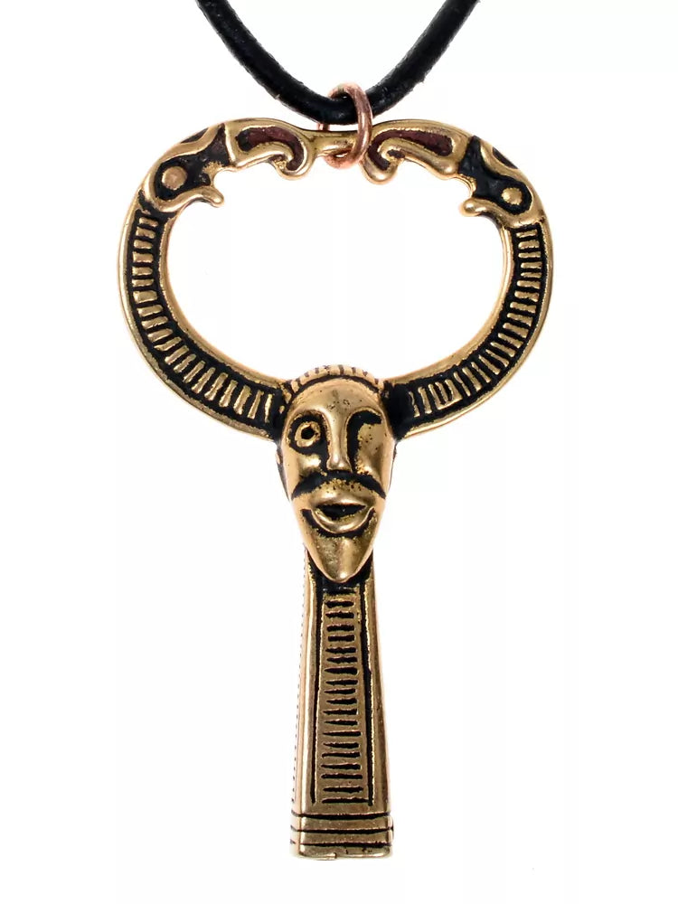 Viking amulet gehoornde Odin, brons