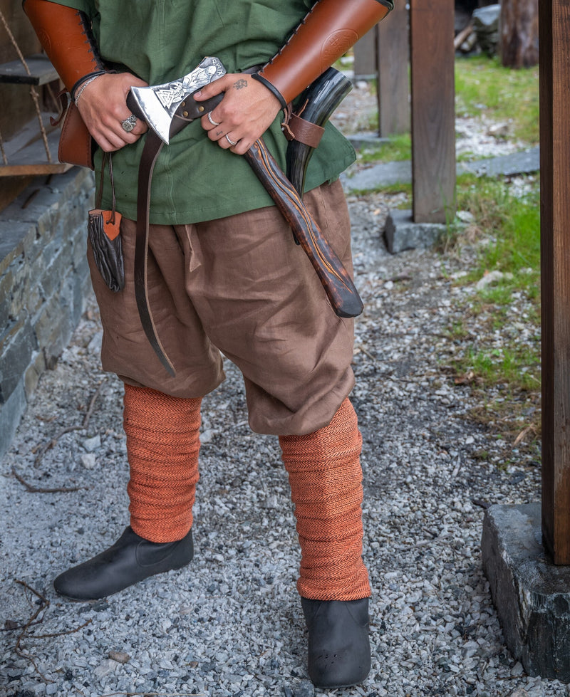 Lino Pantaloni vichinghi Odin, marrone 