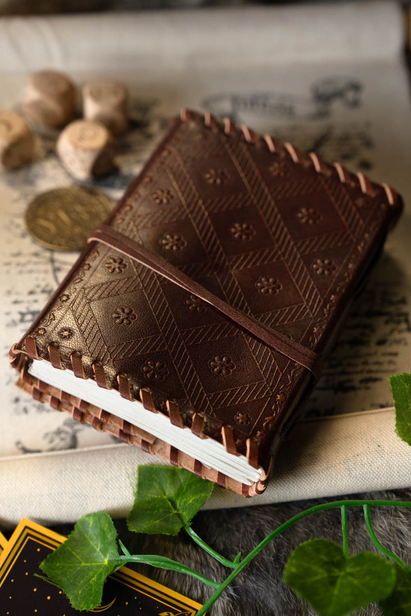 Leather book with stone