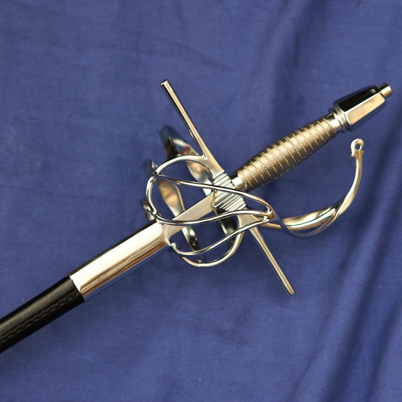 Rapier mit Leder Scheide, gehärtet, stumpf (battle-ready) 