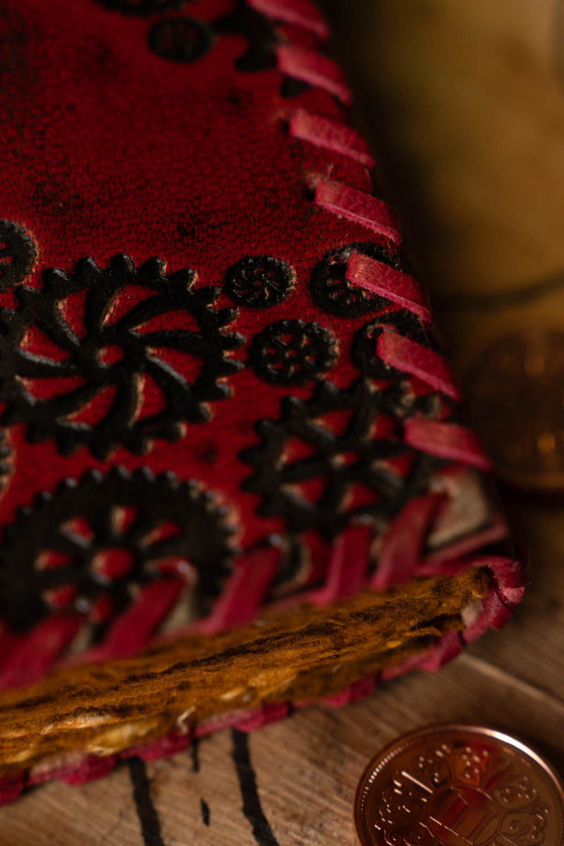 Leren boek Steampunk, antieke pagina's