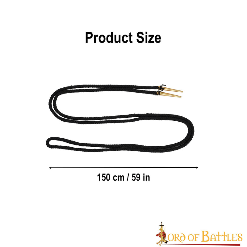 Veters met aiglets 150 cm, set van 5, zwart