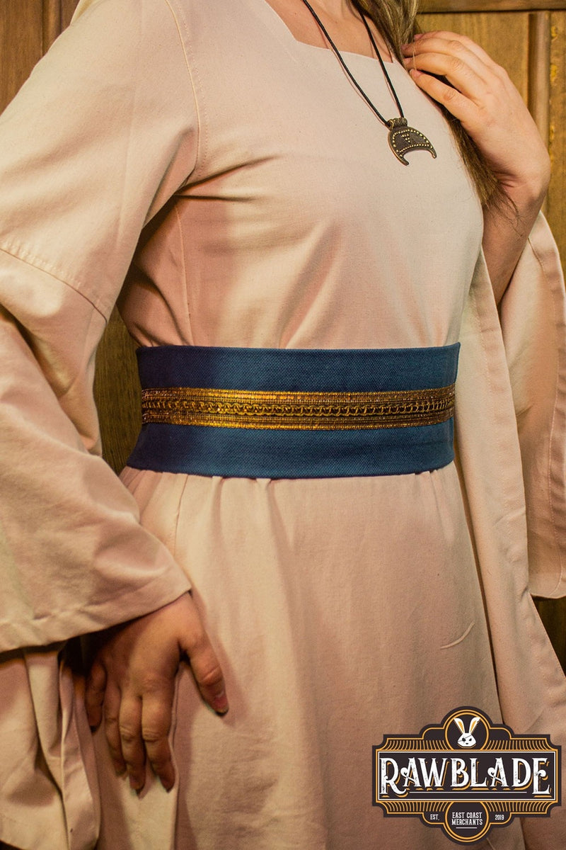 Jeanne tyger bälte, blå-guld 