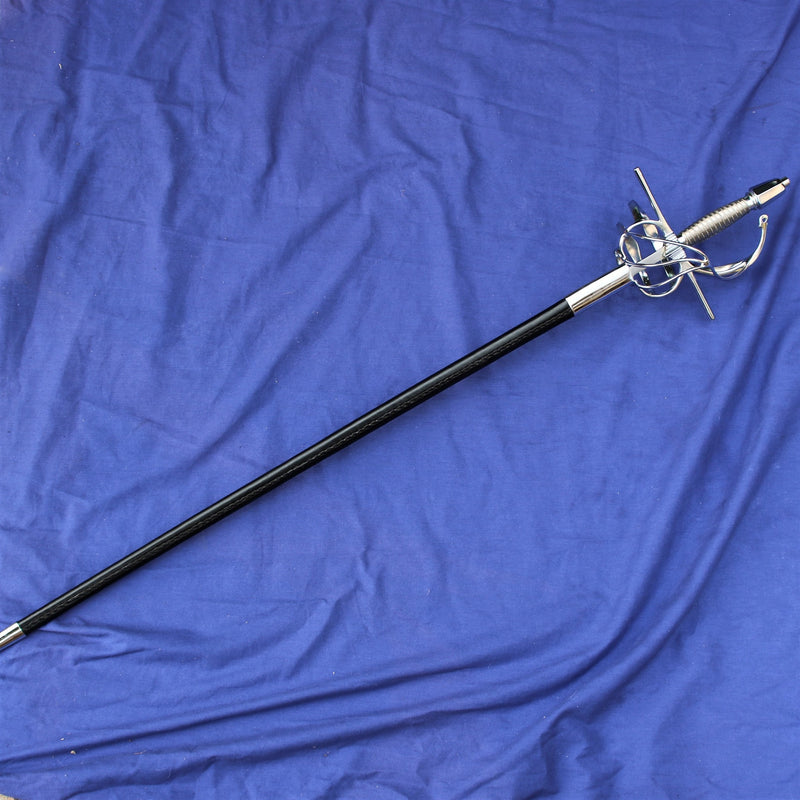 Rapier mit Leder Scheide, gehärtet, stumpf (battle-ready) 