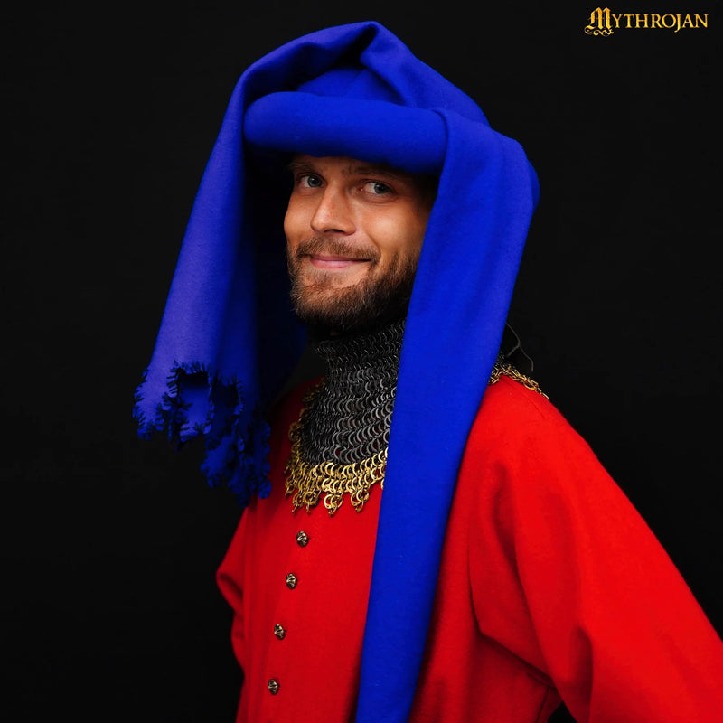 Kapuzenhaube Jan van Eyck, Wolle, blau 