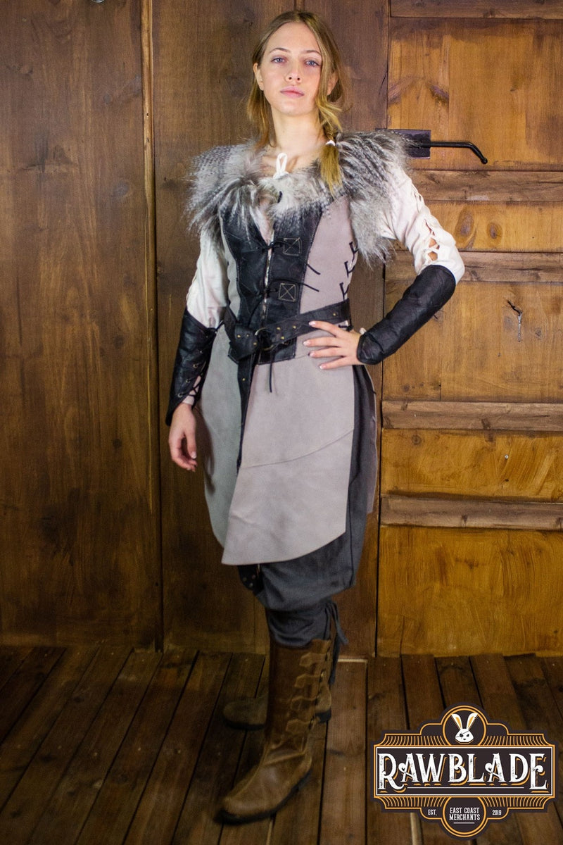 Uil leren jerkin, vrouw, zwart-grijs