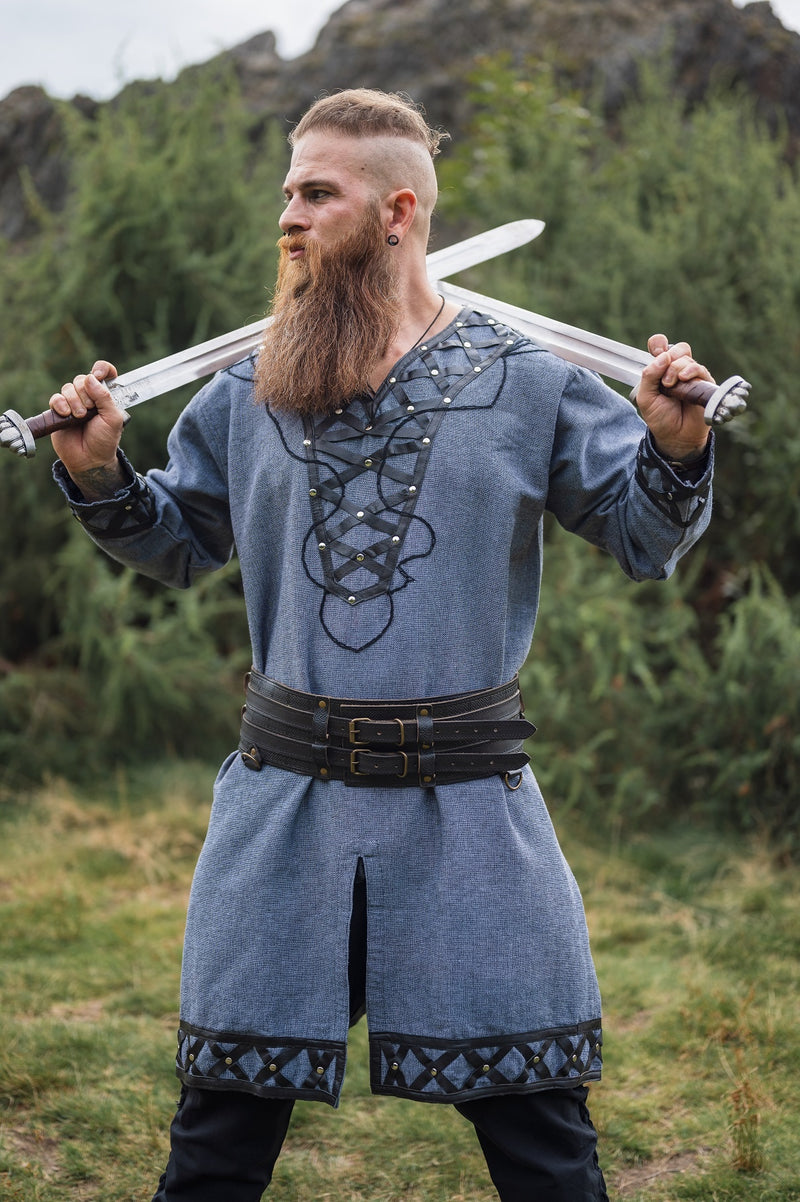 Viking tuniek Farulfr, blauw-grijs