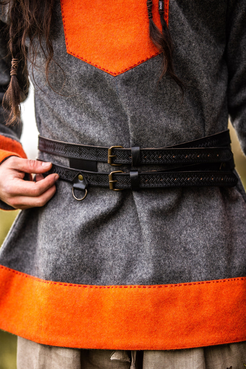 Dubbele Viking riem Floki, zwart