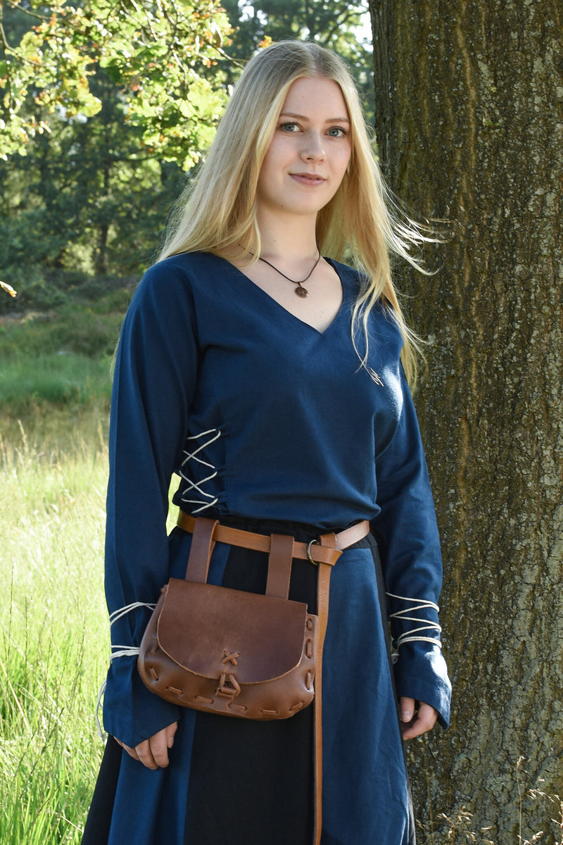 Middeleeuwse blouse Aubrey, blauw