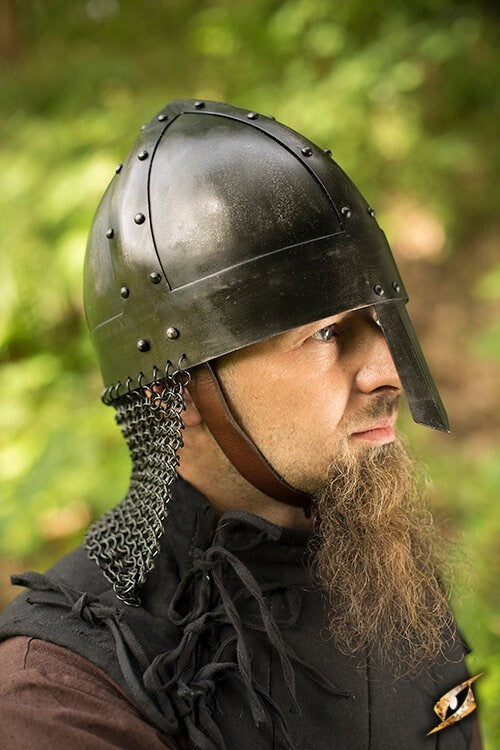 Viking spangenhelm met maliën, donker, 1-1.2 mm