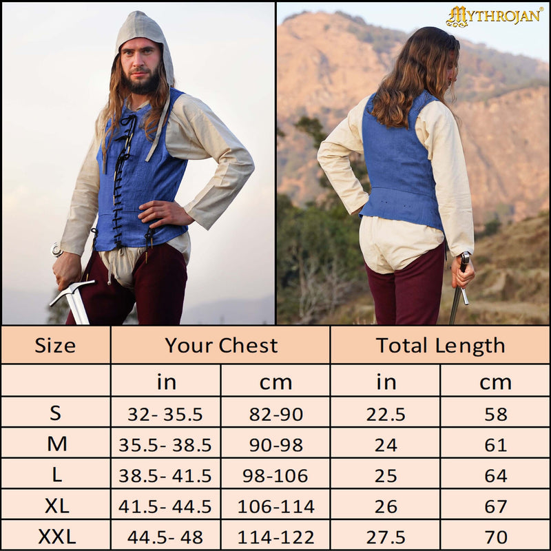 Pourpoint du 14e-15e siècle, laine, bleu 