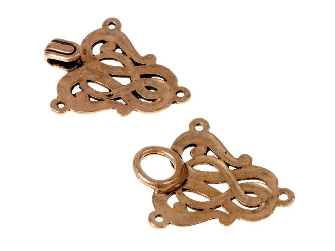 Cloak clasp Midgard snake Urnes style, bronze